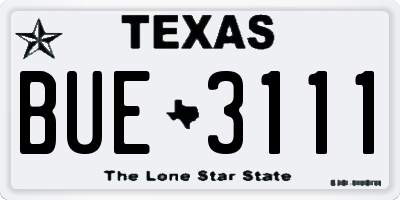 TX license plate BUE3111
