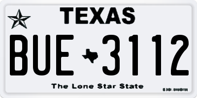 TX license plate BUE3112