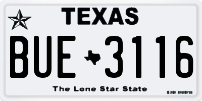 TX license plate BUE3116