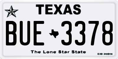 TX license plate BUE3378