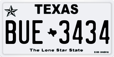 TX license plate BUE3434