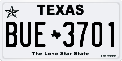 TX license plate BUE3701