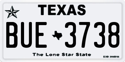 TX license plate BUE3738
