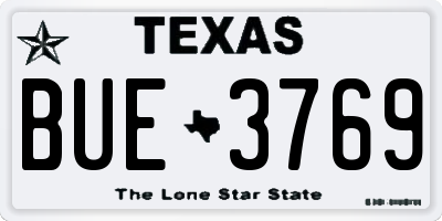 TX license plate BUE3769