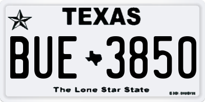 TX license plate BUE3850