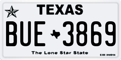 TX license plate BUE3869