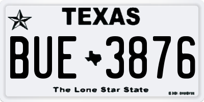 TX license plate BUE3876
