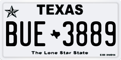 TX license plate BUE3889