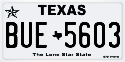 TX license plate BUE5603