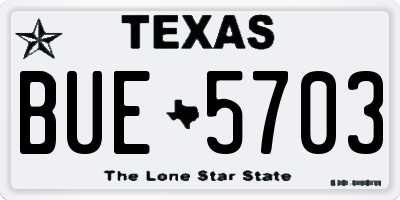 TX license plate BUE5703