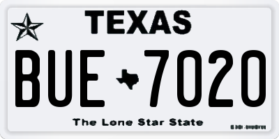 TX license plate BUE7020