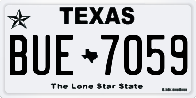 TX license plate BUE7059