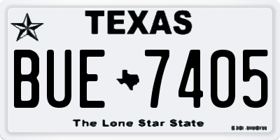 TX license plate BUE7405