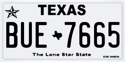 TX license plate BUE7665