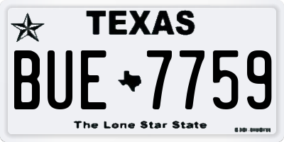 TX license plate BUE7759