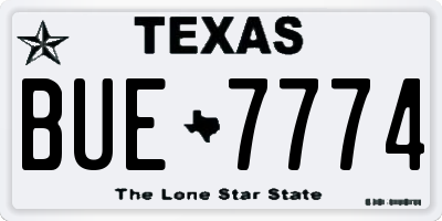 TX license plate BUE7774