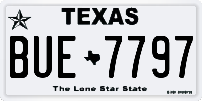 TX license plate BUE7797