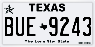 TX license plate BUE9243