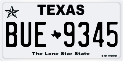 TX license plate BUE9345