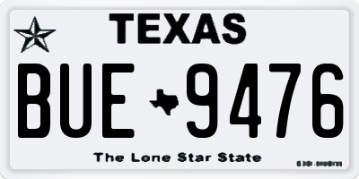 TX license plate BUE9476