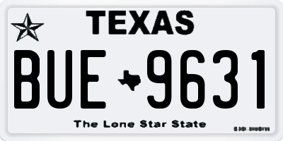 TX license plate BUE9631