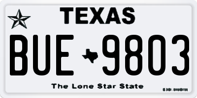 TX license plate BUE9803