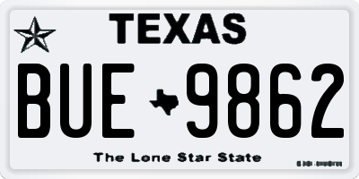 TX license plate BUE9862
