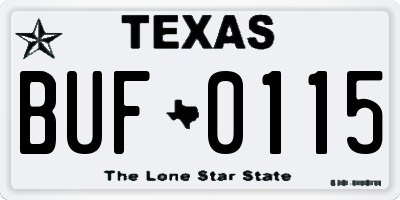 TX license plate BUF0115