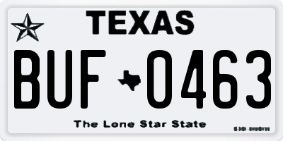 TX license plate BUF0463