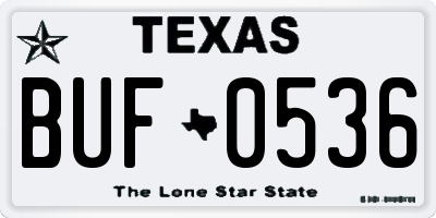 TX license plate BUF0536