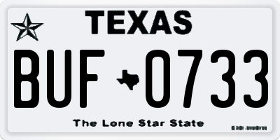 TX license plate BUF0733