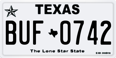 TX license plate BUF0742