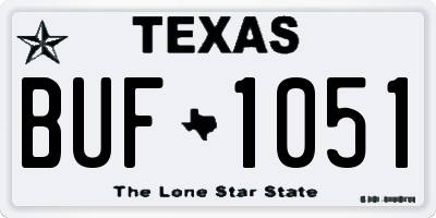 TX license plate BUF1051