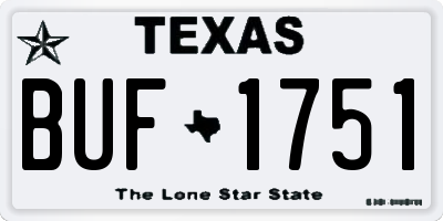 TX license plate BUF1751