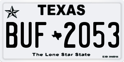 TX license plate BUF2053