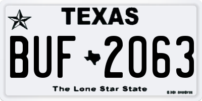 TX license plate BUF2063