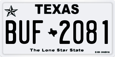 TX license plate BUF2081