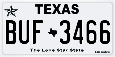 TX license plate BUF3466