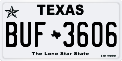 TX license plate BUF3606
