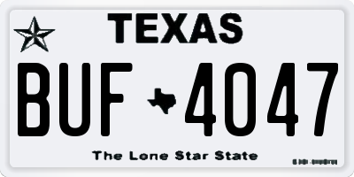 TX license plate BUF4047