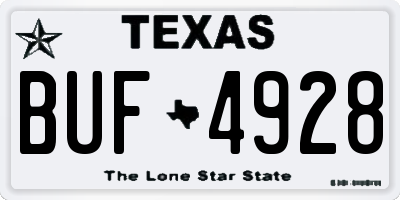 TX license plate BUF4928