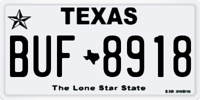 TX license plate BUF8918
