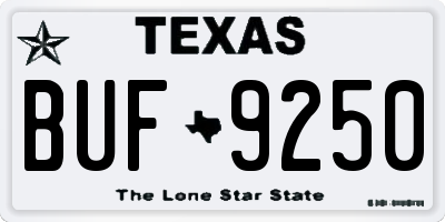 TX license plate BUF9250