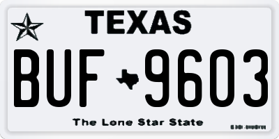 TX license plate BUF9603