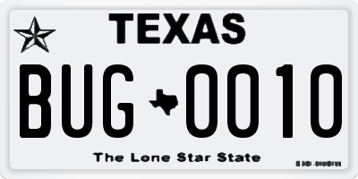 TX license plate BUG0010