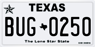 TX license plate BUG0250