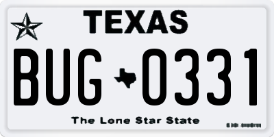 TX license plate BUG0331