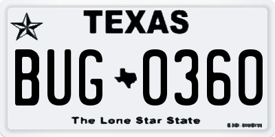 TX license plate BUG0360