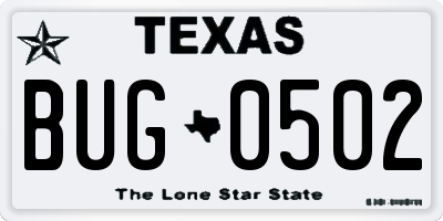 TX license plate BUG0502
