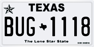 TX license plate BUG1118